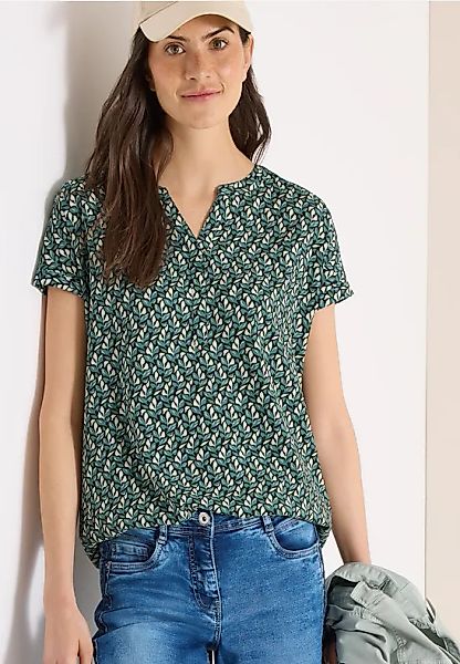Bluse mit Split Neck und Minimal Print günstig online kaufen