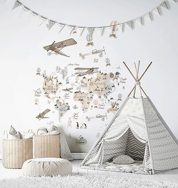 Marburg Kindertapete, matt, Weltkarte, moderne Tapete für Wohnzimmer Schlaf günstig online kaufen