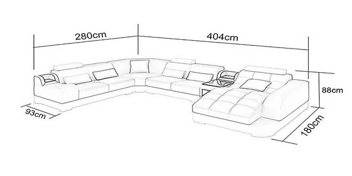 Xlmoebel Ecksofa Moderne Ledereckcouch in U-Form für das Wohnzimmer mit Des günstig online kaufen