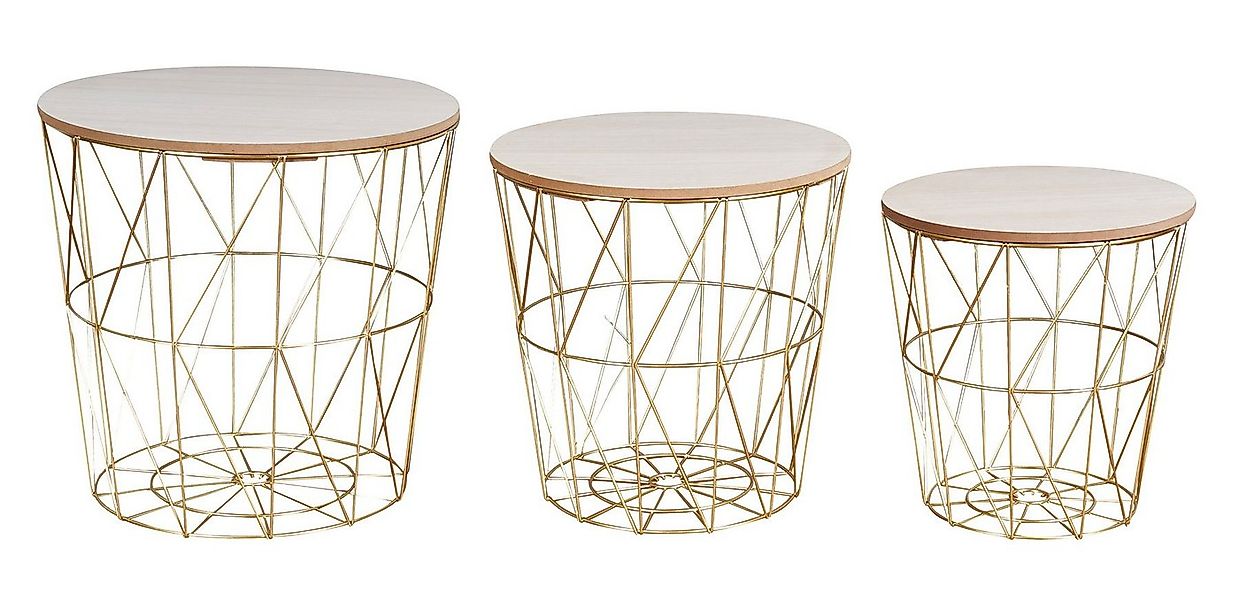 Levandeo® Couchtisch, Metalltisch 3er Set Beistelltisch 3tlg Metall Gold Na günstig online kaufen