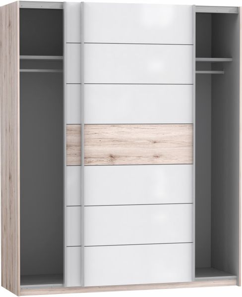 FORTE Schwebetürenschrank "Rondino" mit weißen Hochglanz-Absetzungen günstig online kaufen