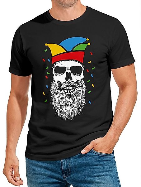 MoonWorks Print-Shirt Herren T-Shirt Fasching Karneval Totenkopf mit Narren günstig online kaufen