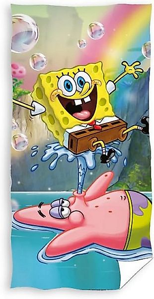 Carbotex Badetuch Carbotex Spongebob Schwammkopf Strandtuch Badetuch Duscht günstig online kaufen