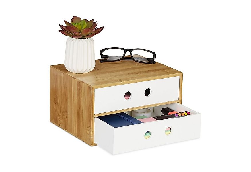 relaxdays Schreibtischaufsatz Schreibtisch Organizer 2 Schubladen, weiß günstig online kaufen