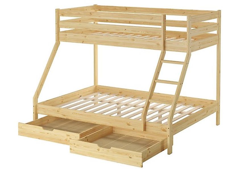 ERST-HOLZ Etagenbett Doppel-Etagenbett 90 x 200 / 140 x 200 Kiefer Masssivh günstig online kaufen