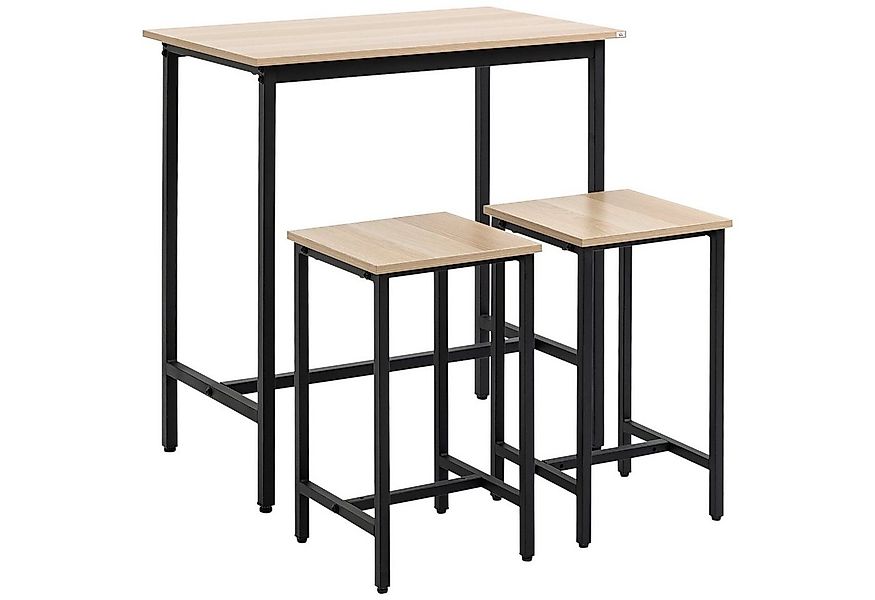 HOMCOM Sitzgruppe Bartisch-Set im Industrie-Design, 3-teilig, 1 Tisch, 2 Ho günstig online kaufen