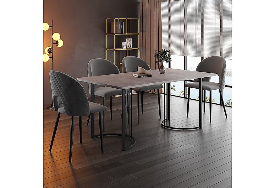 IDEASY Essgruppe Moderner Küchentisch Set(5tlg), 140×80cm Esstisch mit 4 St günstig online kaufen