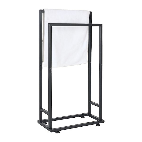 relaxdays Handtuchständer 2 Stangen Metall, schwarz günstig online kaufen