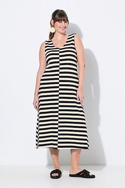 Ulla Popken Maxikleid Midikleid Ringel V-Ausschnitt günstig online kaufen