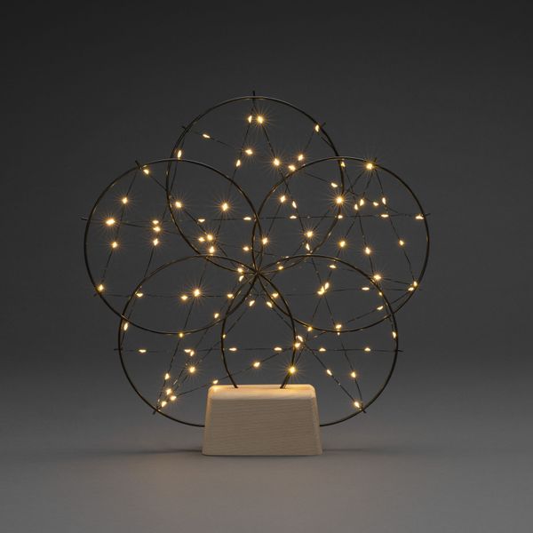 LED-Dekoleuchte 5 kleine Ringe, mit Holzfuß günstig online kaufen