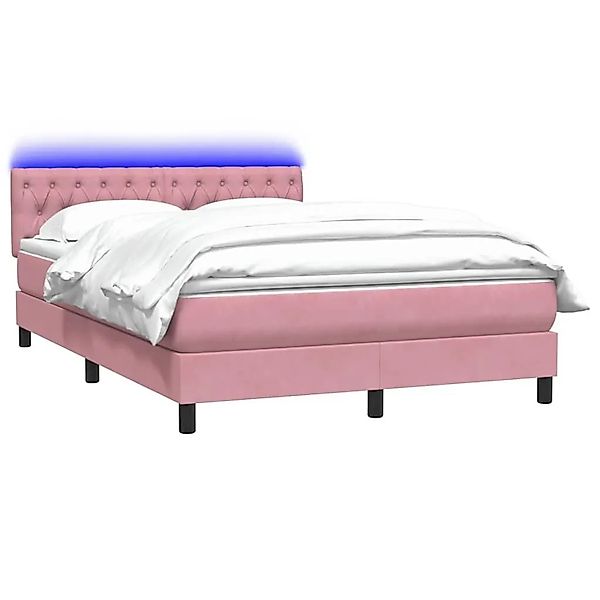 vidaXL Boxspringbett mit Matratze & LED Rosa 160x220 cm Samt 3317228 günstig online kaufen