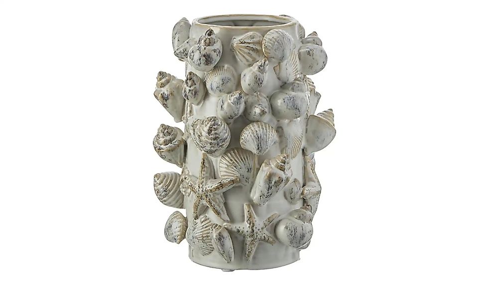 HOME STORY Vase 3D Muschel ¦ creme ¦ Steinzeug ¦ Maße (cm): H: 28,5  Ø: 20. günstig online kaufen