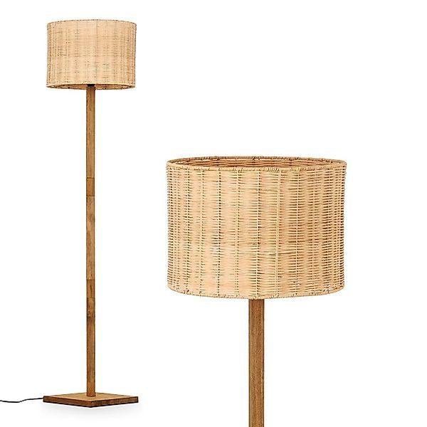 hofstein Stehlampe Boho-Style Stehlampe aus Holz/Metall/Rattan günstig online kaufen