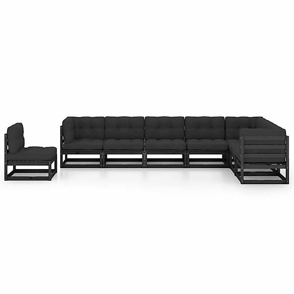 8-tlg. Garten-lounge-set Mit Kissen Schwarz Kiefer Massivholz günstig online kaufen