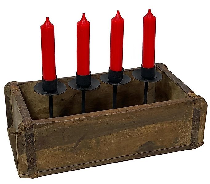 Adventskranz Alte Ziegelform zum Dekorieren Holz 4 Kerzenhalter Vintage-Sti günstig online kaufen