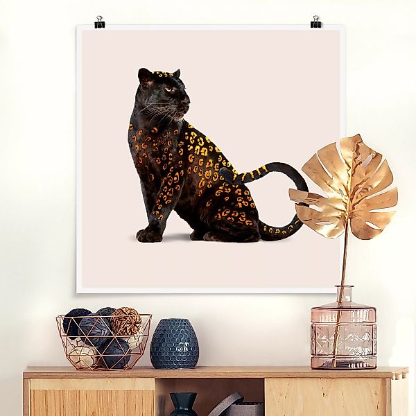 Poster Tiere - Quadrat Goldener Panther günstig online kaufen