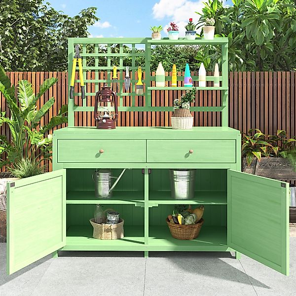 OKWISH Geräteschrank Holz Gartenschrank,Outdoor Schrank,Gerätehaus,mit Rega günstig online kaufen
