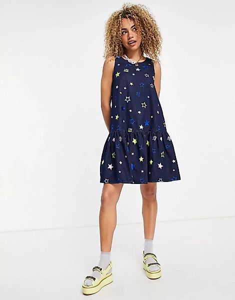 Love Moschino – Hängerkleid mit Sternenprint-Mehrfarbig günstig online kaufen