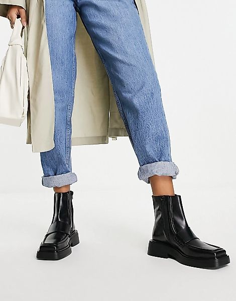 Vagabond – Eyra – Stiefel im Loafer-Design aus schwarzem Leder mit eckiger günstig online kaufen
