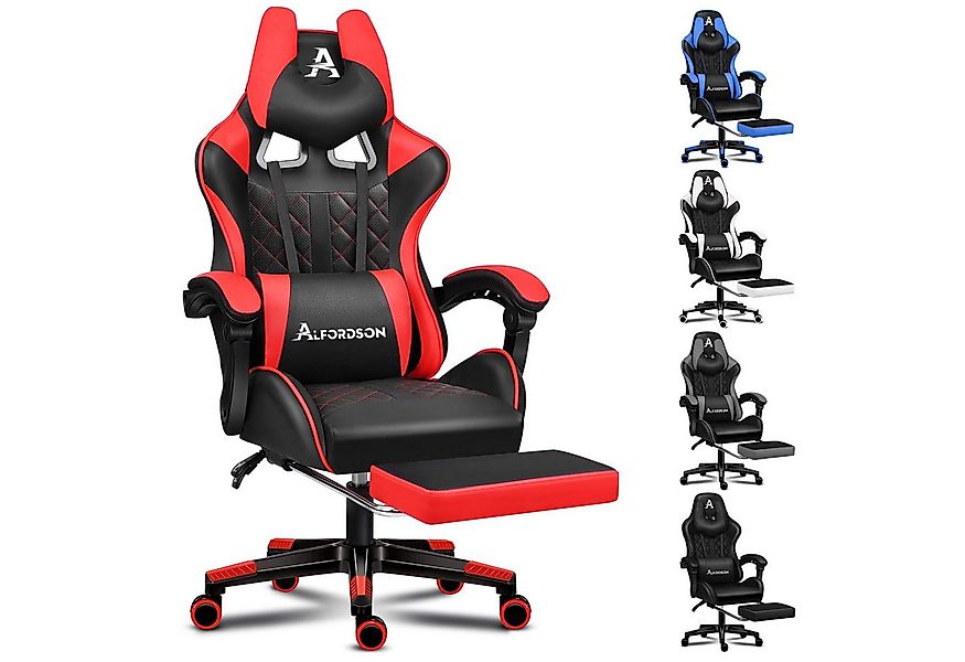 ALFORDSON Gaming-Stuhl Bürostuhl, Integrierte Fußstütze, mit Lendenwirbelki günstig online kaufen