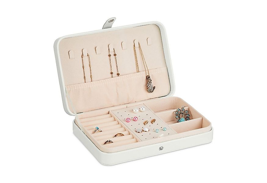 relaxdays Schmuckkasten Schmuckkästchen für Reisen, weiß günstig online kaufen