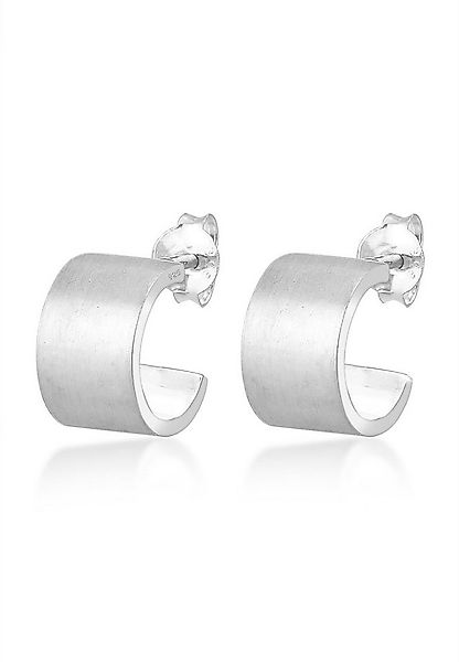 Elli Paar Creolen Ohrstecker Halbcreolen Matt Modern 925 Sterling Silver günstig online kaufen