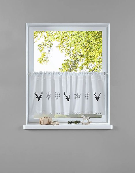 my home Scheibengardine "Xaver" Stangendurchzug 1 Stk. tlg. Halbtransparent günstig online kaufen