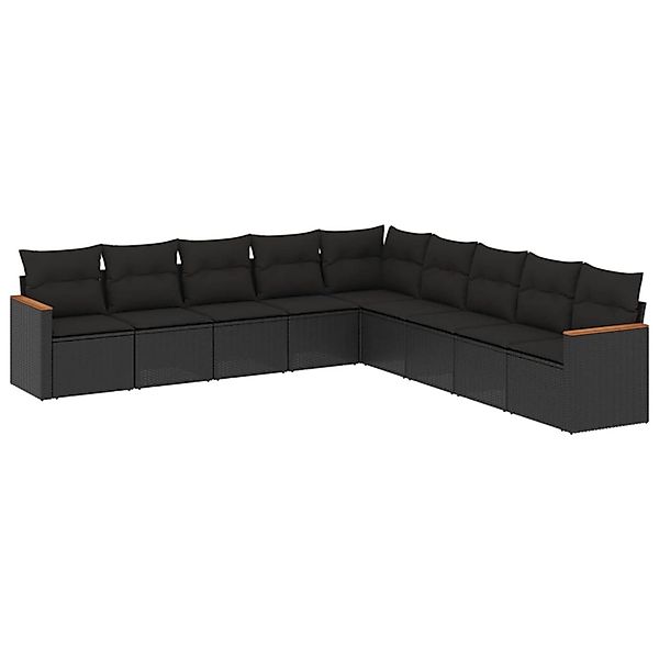 vidaXL 9-Tlg Garten-Sofagarnitur mit Kissen Schwarz Poly Rattan 3226055 günstig online kaufen