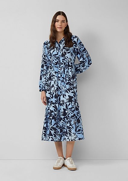 s.Oliver Midikleid Kleid Strukturiertes Viskosemix-Kleid im günstig online kaufen