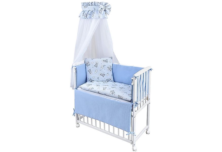 Baby-Delux Beistellbett Babybett Waffelpique Bärchen Blau, Stillbett 90x40 günstig online kaufen
