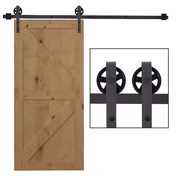 HOMCOM Schiebetür-Beschlagsatz Kohlenstoffstahl Braun 183L x 4B x 0,6H cm günstig online kaufen