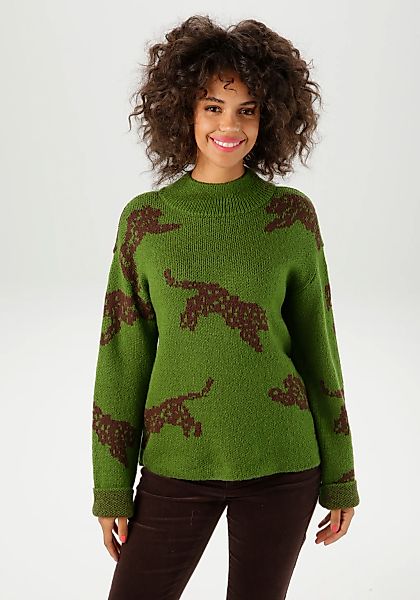 Aniston CASUAL Strickpullover mit eingestrickten Leoparden günstig online kaufen
