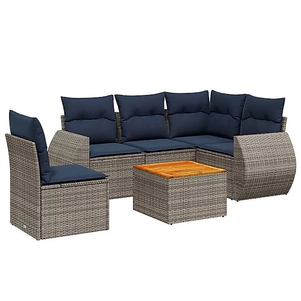 vidaXL 6-Tlg Gartensofa-Set mit Kissen Grau Polyrattan 3225011 günstig online kaufen