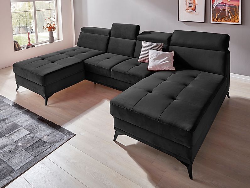 Home affaire Wohnlandschaft »Cardiz U-Form« inkl.Kopfteilverstellung und Fe günstig online kaufen