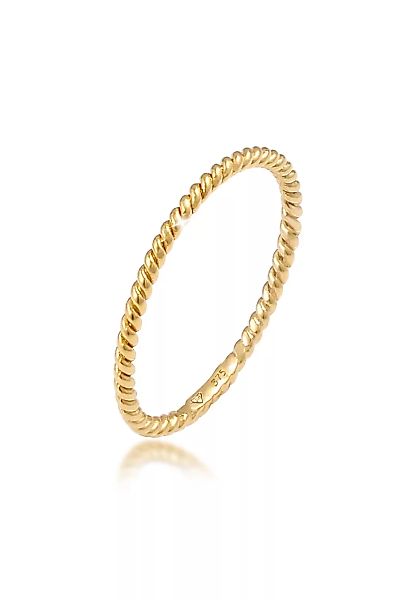 Elli Premium Fingerring "Basic Twisted Gedreht Minimal Look 375 Gelbgold" günstig online kaufen