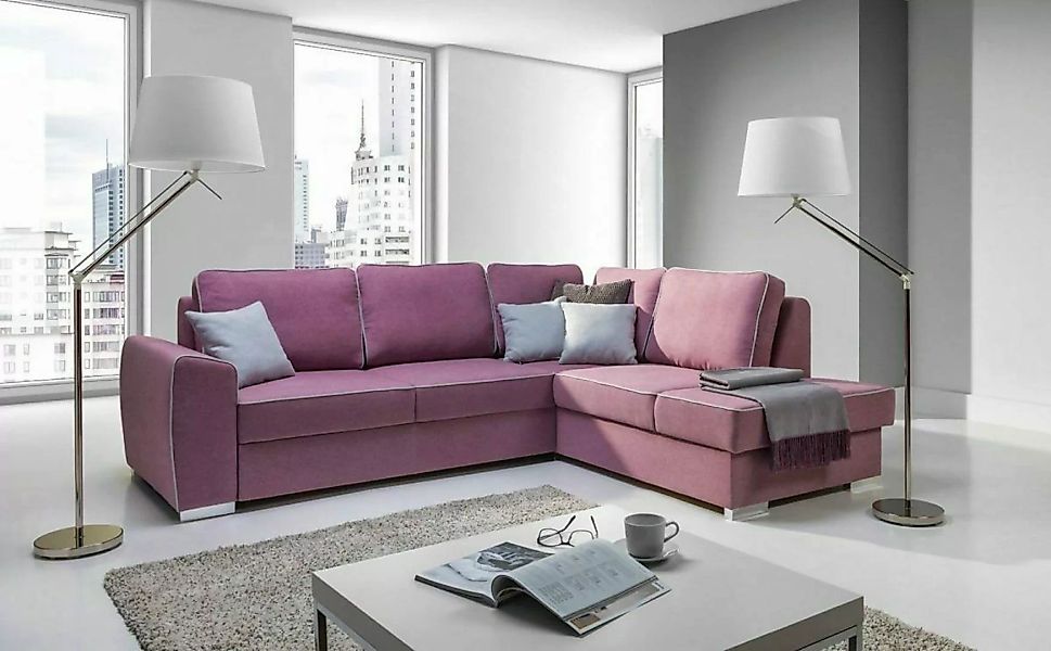 JVmoebel Ecksofa Modernes Altrosa Ecksofa mit Bettfunktion Luxus Couch Stil günstig online kaufen