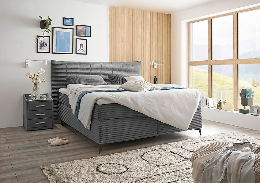 ED EXCITING DESIGN Boxspringbett "Seattle", harte Seite mit Kokosmatte, wei günstig online kaufen