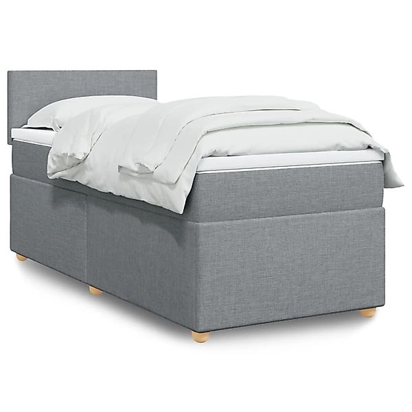 vidaXL Boxspringbett mit Matratze Hellgrau 90x190 cm Stoff 3288828 günstig online kaufen