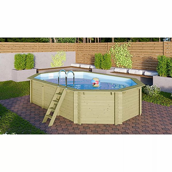 Karibu Achteckpool "PALMA Set A BxLxH: 358x569x124 cm", (Set, 5 tlg.), 38 m günstig online kaufen