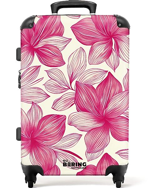 NoBoringSuitcases.com© Hartschalen-Trolley Weiß mit rosa Blüten günstig online kaufen