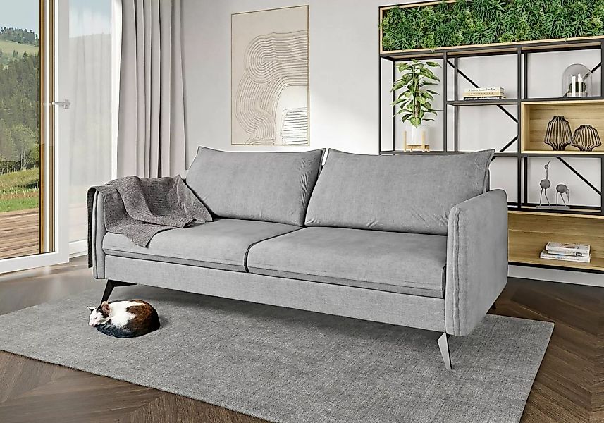 S-Style Möbel 3-Sitzer Sofa Azalea mit Schwarz Metall Füßen aus Luxusmicrof günstig online kaufen