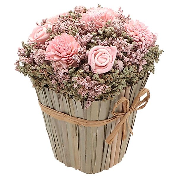 Kunstblumenstrauß Rosa Rosen Trockenblumen Deko Hochzeit günstig online kaufen