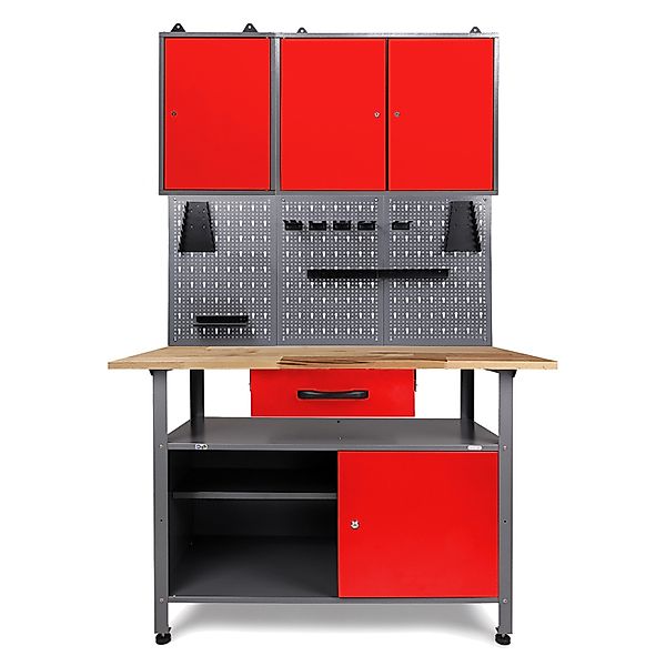 Ondis24 Werkbank Set Klaus 120 cm 2 Schränke Rot Werkstatt günstig online kaufen