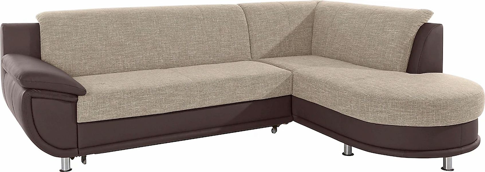 TRENDMANUFAKTUR Ecksofa »Rondo 3, zeitlos und bequem, Materialmix, breite A günstig online kaufen
