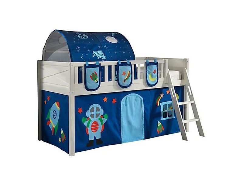 58 aufm Kessel Kinderbett Kinderbett Karyl 208x114x135 Massivholz Weiß Text günstig online kaufen