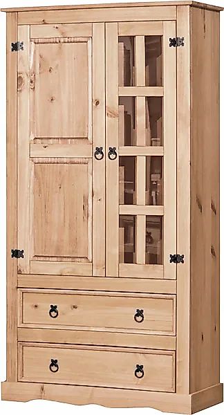 Möbilia Vitrine mit sichtbarer Maserung und schwarzen Beschlägen günstig online kaufen