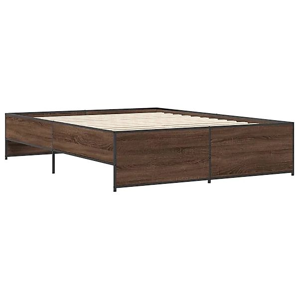 vidaXL Bettgestell Braun Eichen-Optik 150x200 cm Holzwerkstoff Metall 32798 günstig online kaufen