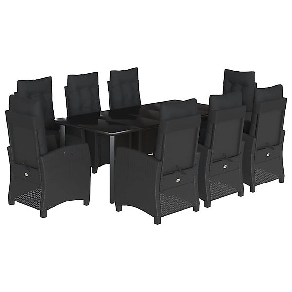 vidaXL 9-Tlg Garten-Essgruppe mit Kissen Schwarz Poly Rattan 3212973 günstig online kaufen