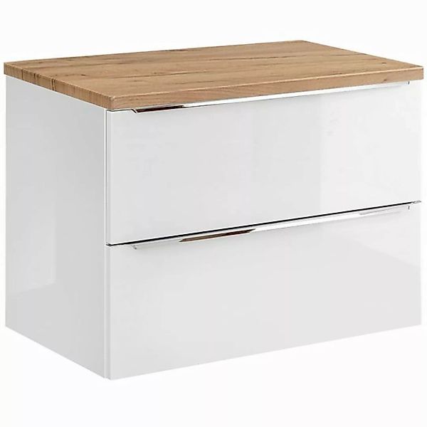 Lomadox Waschbeckenschrank TOSKANA-56 weiß mit Wotaneiche 81/59,5/46 cm günstig online kaufen