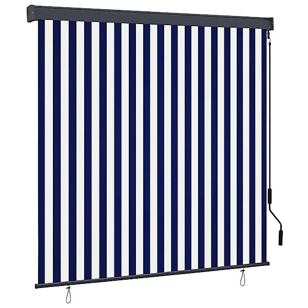 vidaXL Rollo Gestreift Blau und Weiß 180 x 250 cm Stoff und Aluminium 36208 günstig online kaufen
